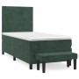 Cama box spring con colchón terciopelo verde oscuro 90x200 cm de , Camas y somieres - Ref: Foro24-3137704, Precio: 381,26 €