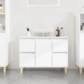 Armario para lavabo madera contrachapada blanco 80x33x60 cm de , Tocadores de baño - Ref: Foro24-821268, Precio: 81,76 €, Des...