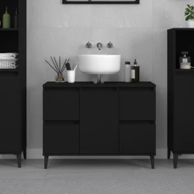 Armario para lavabo madera contrachapada negro 80x33x60 cm de , Tocadores de baño - Ref: Foro24-821277, Precio: 75,73 €, Desc...