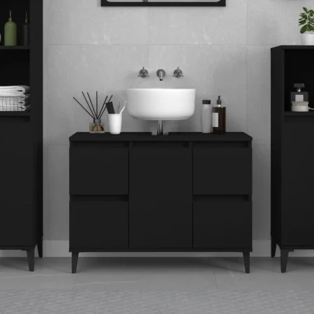 Waschbeckenunterschrank aus schwarzem Sperrholz, 80x33x60 cm. von , Badezimmerwaschtische - Ref: Foro24-821277, Preis: 75,92 ...