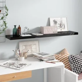 Glossy black MDF floating wall shelf 120x23.5x3.8 cm by vidaXL, Shelves and shelves - Ref: Foro24-323778, Price: 36,03 €, Dis...