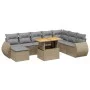 Set de sofás de jardín 9 pzas con cojines ratán sintético beige by , Garden sets - Ref: Foro24-3272333, Price: 607,64 €, Disc...