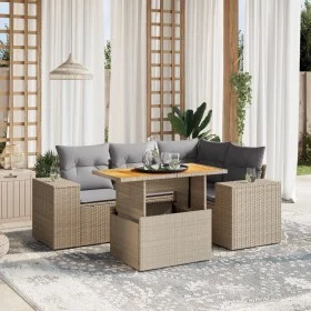 Gartensofa-Set mit 5-teiligen Kissen aus synthetischem Rattan in Beige. von , Gartensets - Ref: Foro24-3272620, Preis: 396,18...