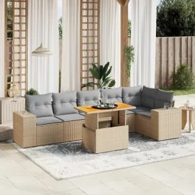 Set aus 7-teiligen Gartensofas und Kissen, synthetisches Rattan, beige von , Gartensets - Ref: Foro24-3272648, Preis: 500,96 ...