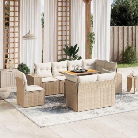 Set de sofás de jardín 9 pzas con cojines ratán sintético beige by , Garden sets - Ref: Foro24-3272731, Price: 685,40 €, Disc...