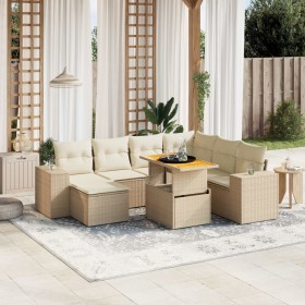 Juego de sofás de jardín con cojines beige 8 pzas ratán PE by , Garden sets - Ref: Foro24-3272752, Price: 555,26 €, Discount: %
