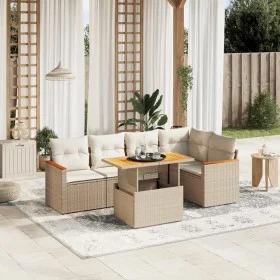 Gartensofa-Set mit 6-teiligen Kissen aus synthetischem Rattan in Beige. von , Gartensets - Ref: Foro24-3273067, Preis: 464,46...