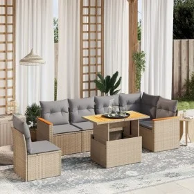 Gartensofagarnitur 7-teilig mit Kissen aus synthetischem Rattan in Beige. von , Gartensets - Ref: Foro24-3273103, Preis: 473,...
