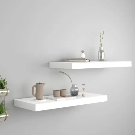Floating wall shelves 2 pcs MDF white 60x23.5x3.8 cm by vidaXL, Shelves and shelves - Ref: Foro24-323812, Price: 32,16 €, Dis...