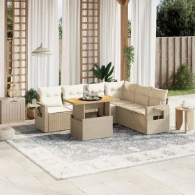Set sofás de jardín 7 piezas y cojines ratán sintético beige by , Garden sets - Ref: Foro24-3271772, Price: 519,61 €, Discoun...