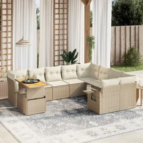 Gartensofa-Set mit 10-teiligen beigen Kissen aus synthetischem Rattan. von , Gartensets - Ref: Foro24-3271919, Preis: 711,41 ...