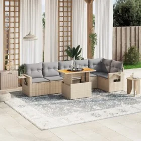 Set sofás de jardín 7 piezas y cojines ratán sintético beige by , Garden sets - Ref: Foro24-3271766, Price: 486,84 €, Discoun...