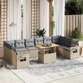 Set de sofás de jardín 11pzas con cojines ratán sintético beige by , Garden sets - Ref: Foro24-3271927, Price: 726,94 €, Disc...