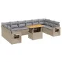 Gartensofa-Set 11-teilig mit Kissen aus synthetischem Rattan in Beige. von , Gartensets - Ref: Foro24-3271927, Preis: 726,94 ...
