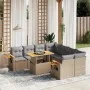 Gartensofa-Set, 9-teilig, mit Kissen, aus synthetischem Rattan in Beige. von , Gartensets - Ref: Foro24-3273446, Preis: 606,5...