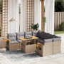Set de sofás de jardín 9 pzas con cojines ratán sintético beige by , Garden sets - Ref: Foro24-3273446, Price: 585,91 €, Disc...