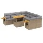 Gartensofa-Set, 9-teilig, mit Kissen, aus synthetischem Rattan in Beige. von , Gartensets - Ref: Foro24-3273446, Preis: 606,5...