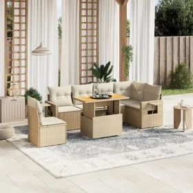 Set sofás de jardín 7 piezas y cojines ratán sintético beige by , Garden sets - Ref: Foro24-3271779, Price: 519,61 €, Discoun...