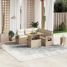 Gartensofa-Set mit 6-teiligen Kissen aus synthetischem Rattan in Beige. von , Gartensets - Ref: Foro24-3271751, Preis: 475,52...