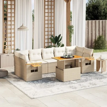 Juego de sofás de jardín con cojines beige 8 pzas ratán PE de , Conjuntos de jardín - Ref: Foro24-3273431, Precio: 646,65 €, ...