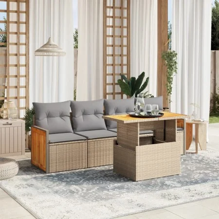 Juego de sofás jardín con cojines 5 pzas ratán sintético beige by , Garden sets - Ref: Foro24-3273838, Price: 360,64 €, Disco...