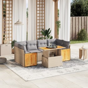 Gartensofagarnitur 7-teilig mit Kissen aus synthetischem Rattan in Beige. von , Gartensets - Ref: Foro24-3273859, Preis: 473,...