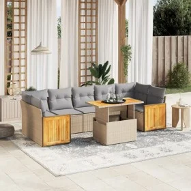 Juego de sofás de jardín con cojines beige 8 pzas ratán PE by , Garden sets - Ref: Foro24-3273873, Price: 571,35 €, Discount: %