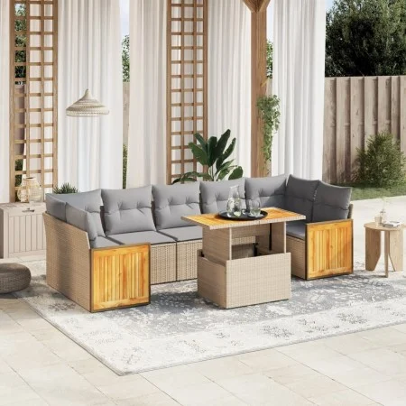 Juego de sofás de jardín con cojines beige 8 pzas ratán PE by , Garden sets - Ref: Foro24-3273873, Price: 571,35 €, Discount: %