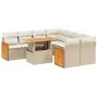 Set de sofás de jardín 9 pzas con cojines ratán sintético beige by , Garden sets - Ref: Foro24-3273886, Price: 651,17 €, Disc...