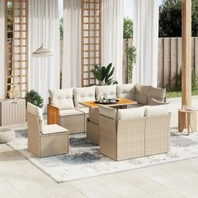 Set de sofás de jardín 9 pzas con cojines ratán sintético beige by , Garden sets - Ref: Foro24-3274054, Price: 669,48 €, Disc...