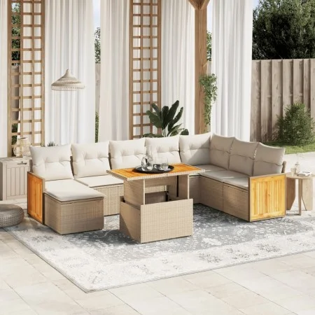 Garden sofa set 9 pieces with beige synthetic rattan cushions by , Garden sets - Ref: Foro24-3274096, Price: 633,86 €, Discou...