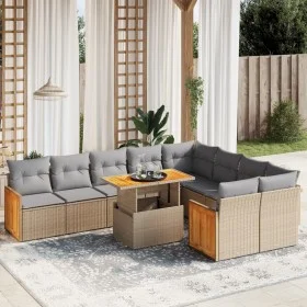 Gartensofa-Set mit 10-teiligen beigen Kissen aus synthetischem Rattan. von , Gartensets - Ref: Foro24-3274118, Preis: 664,99 ...