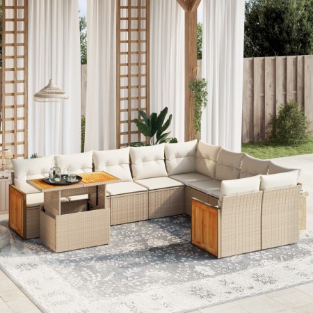 Juego de sofás jardín con cojines beige 10 pzas ratán sintético by , Garden sets - Ref: Foro24-3274124, Price: 662,85 €, Disc...