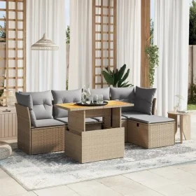 Juego de sofás jardín con cojines 6 pzas ratán sintético beige by , Garden sets - Ref: Foro24-3275467, Price: 382,95 €, Disco...