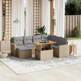 Juego de sofás de jardín con cojines beige 8 pzas ratán PE by , Garden sets - Ref: Foro24-3275607, Price: 531,44 €, Discount: %