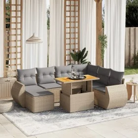Juego de sofás de jardín con cojines beige 8 pzas ratán PE by , Garden sets - Ref: Foro24-3275831, Price: 561,50 €, Discount: %