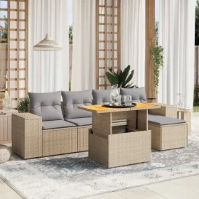 Juego de sofás jardín con cojines 6 pzas ratán sintético beige by , Garden sets - Ref: Foro24-3275922, Price: 420,41 €, Disco...