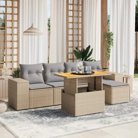 Juego de sofás jardín con cojines 6 pzas ratán sintético beige by , Garden sets - Ref: Foro24-3275922, Price: 420,41 €, Disco...