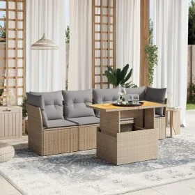 Juego de sofás jardín con cojines 5 pzas ratán sintético beige by , Garden sets - Ref: Foro24-3270667, Price: 332,57 €, Disco...