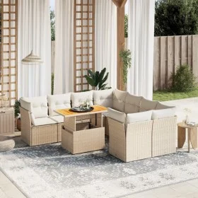 Gartensofa-Set, 9-teilig, mit Kissen, aus synthetischem Rattan in Beige. von , Gartensets - Ref: Foro24-3270722, Preis: 649,3...