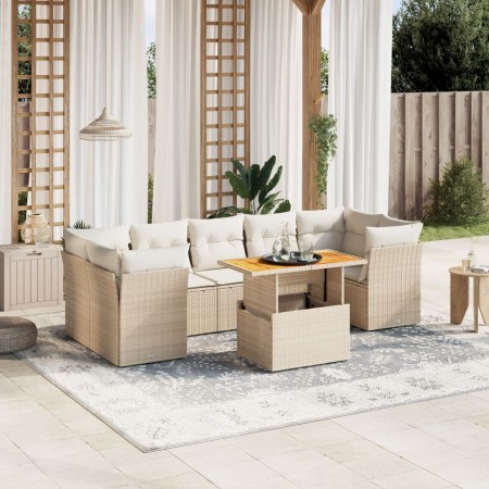 Juego de sofás de jardín con cojines beige 8 pzas ratán PE by , Garden sets - Ref: Foro24-3270701, Price: 572,62 €, Discount: %