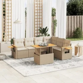 Set sofás de jardín 7 piezas y cojines ratán sintético beige by , Garden sets - Ref: Foro24-3273536, Price: 546,54 €, Discoun...