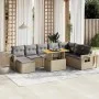Gartensofa-Set, 9-teilig, mit Kissen, aus synthetischem Rattan in Beige. von , Gartensets - Ref: Foro24-3275740, Preis: 597,5...