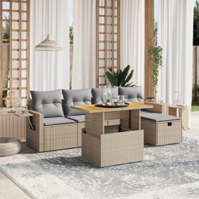 Set Gartensofas mit Kissen 6 Stück synthetisches Rattan beige von , Gartensets - Ref: Foro24-3275698, Preis: 400,95 €, Rabatt: %