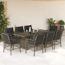 Set comedor jardín 9 pzas y cojines ratán sintético gris by , Garden sets - Ref: Foro24-3212061, Price: 899,99 €, Discount: %