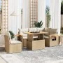 Juego de sofás jardín con cojines 6 pzas ratán sintético beige by , Garden sets - Ref: Foro24-3273522, Price: 510,62 €, Disco...