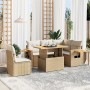 Juego de sofás jardín con cojines 6 pzas ratán sintético beige by , Garden sets - Ref: Foro24-3273522, Price: 484,04 €, Disco...