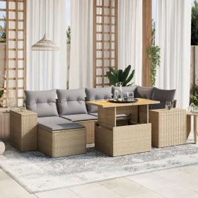 Set sofás de jardín 7 piezas y cojines ratán sintético beige by , Garden sets - Ref: Foro24-3275929, Price: 495,63 €, Discoun...