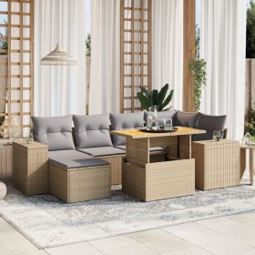 Set sofás de jardín 7 piezas y cojines ratán sintético beige by , Garden sets - Ref: Foro24-3275929, Price: 489,20 €, Discoun...