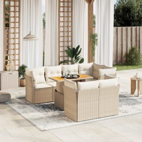 Gartensofagarnitur mit beigen Kissen, 8-teilig, aus PE-Rattan. von , Gartensets - Ref: Foro24-3270708, Preis: 572,62 €, Rabat...